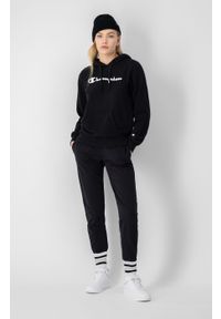 Champion - Bluza damska z kapturem CHAMPION HOODED SWEATSHIRT. Okazja: do pracy, na spacer, na co dzień. Typ kołnierza: kaptur. Kolor: czarny. Styl: casual. Sport: turystyka piesza