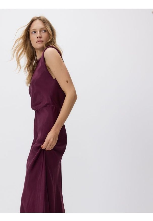 Reserved - Sukienka z wiskozy - bordowy. Kolor: czerwony. Materiał: wiskoza