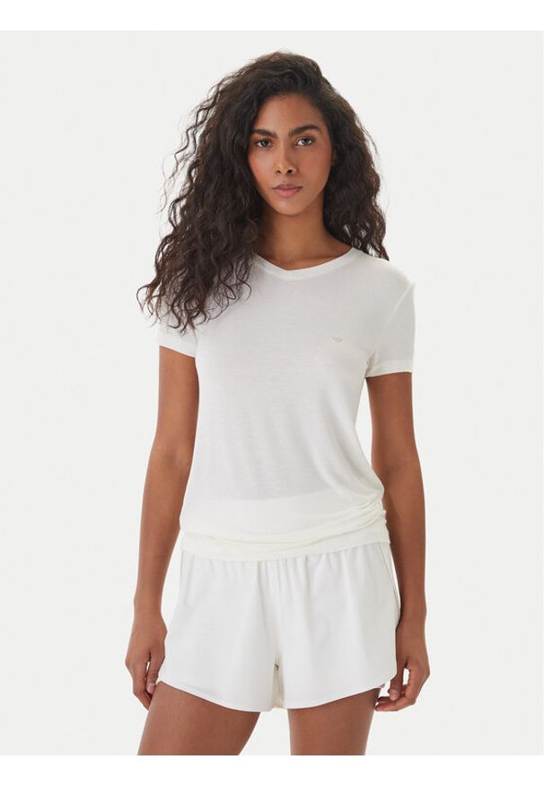 Emporio Armani T-Shirt EW000409 AF19024 U1131 Biały Regular Fit. Kolor: biały. Materiał: bawełna