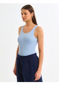 Big-Star - Koszulka damska na ramiączkach prążkowana błękitna Aurela 400. Okazja: na co dzień. Kolor: niebieski. Materiał: prążkowany. Długość rękawa: na ramiączkach. Styl: casual, elegancki #6