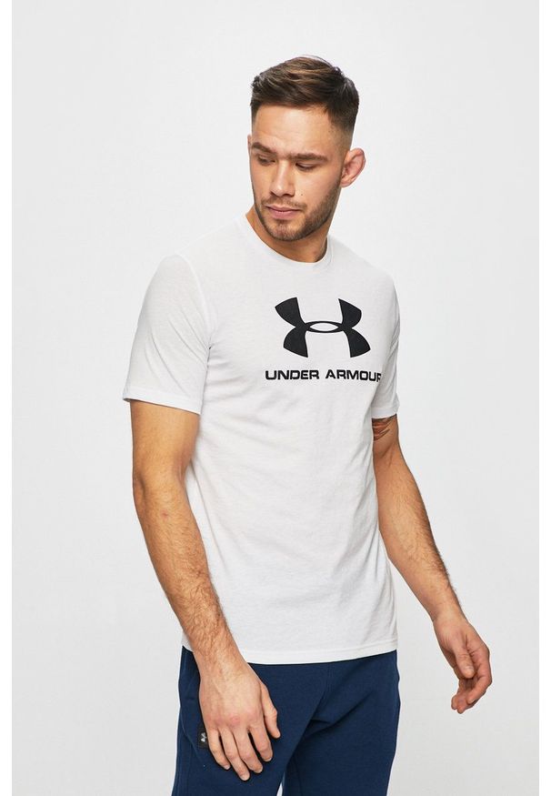 Under Armour - T-shirt. Okazja: na co dzień. Kolor: biały. Materiał: dzianina. Wzór: nadruk. Styl: casual