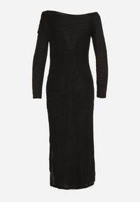 Born2be - Czarna Dopasowana Sukienka z Metaliczną Ozdobą na Ramieniu Reilara. Kolor: czarny. Wzór: aplikacja. Styl: elegancki #5