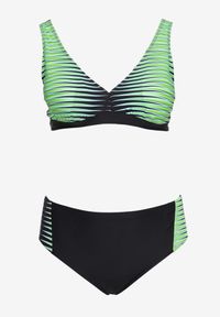 Born2be - Zielono-Czarne Bikini Biustonosz na Grubych Ramiączkach z Regulacją Majtki Typu Figi Xaleria. Kolor: zielony #4