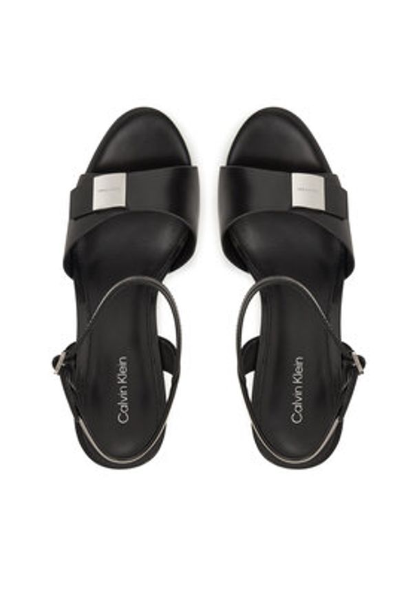 Calvin Klein Sandały Heel Sandal 85 W/Ck Hw - Lth HW0HW02485 Czarny. Kolor: czarny. Materiał: skóra
