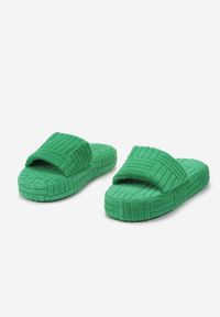 Born2be - Zielone Kapcie Cythessa. Nosek buta: otwarty. Zapięcie: pasek. Kolor: zielony. Materiał: materiał. Styl: elegancki #3