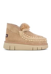 Mou - MOU Eskimo Bounce Sneaker Śniegowce damskie. Okazja: na co dzień. Kolor: beżowy. Materiał: materiał, wełna, zamsz. Sezon: zima. Styl: sportowy, klasyczny, elegancki, casual #1