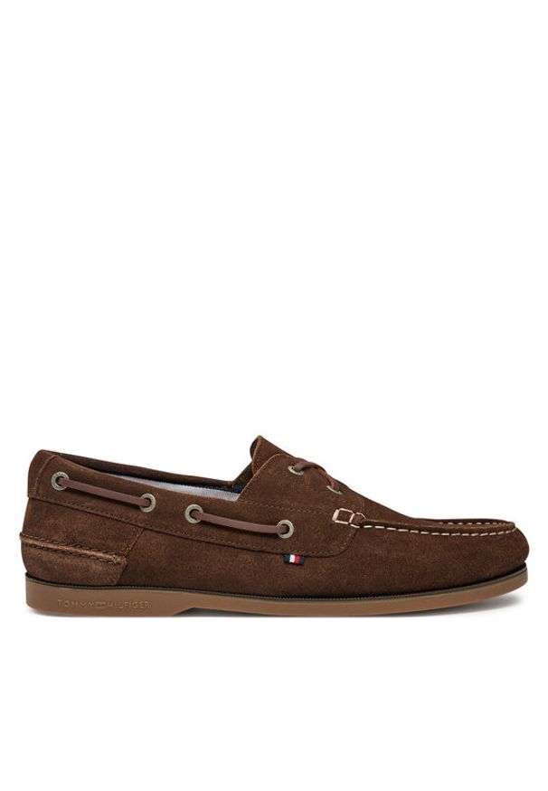 TOMMY HILFIGER - Tommy Hilfiger Półbuty Th Boat Shoe Core Suede FM0FM05387 Brązowy. Kolor: brązowy. Materiał: zamsz, skóra