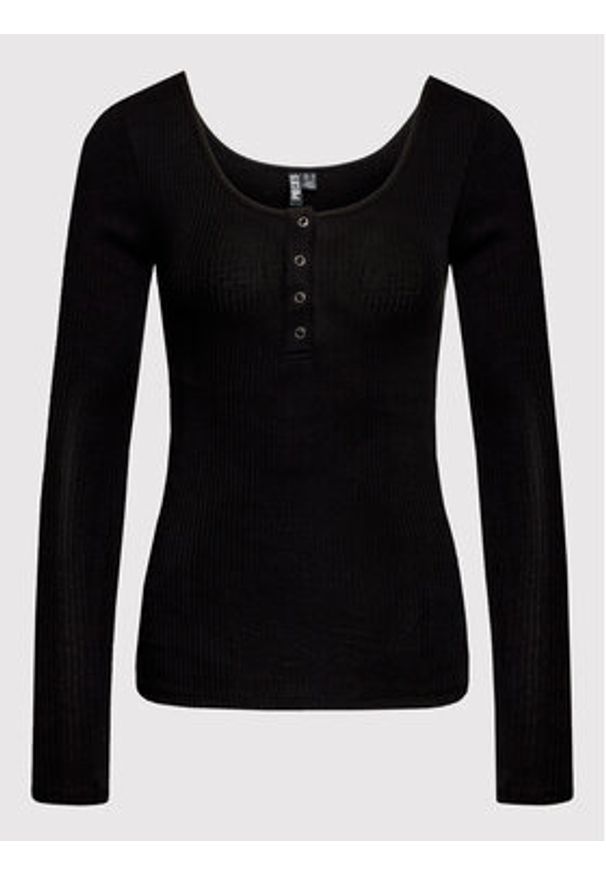 Pieces Bluzka Kitte 17101437 Czarny Slim Fit. Kolor: czarny. Materiał: bawełna