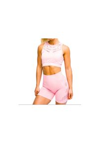 Gym Hero - Biustonosz sportowy damski GymHero Venice Beach Top Short Bra. Kolor: różowy. Materiał: poliamid, elastan