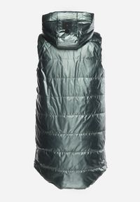 Born2be - Ciemnozielona Pikowana Kamizelka z Kapturem i Troczkami na Dole Terinaes. Okazja: na spacer, na co dzień. Typ kołnierza: kaptur. Kolor: zielony. Materiał: jeans. Styl: elegancki, casual #5