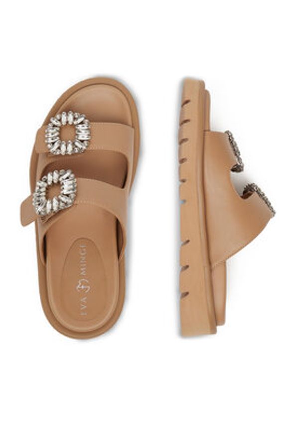 Eva Minge Klapki LILY-VII75-06-1 Beżowy. Kolor: beżowy. Materiał: skóra