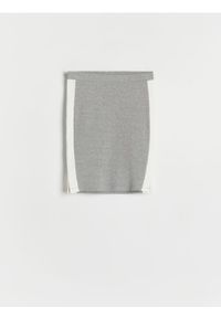Reserved - Ołówkowa spódnica z lampasami - ciemnoszary. Kolor: szary. Materiał: bawełna, dzianina #1