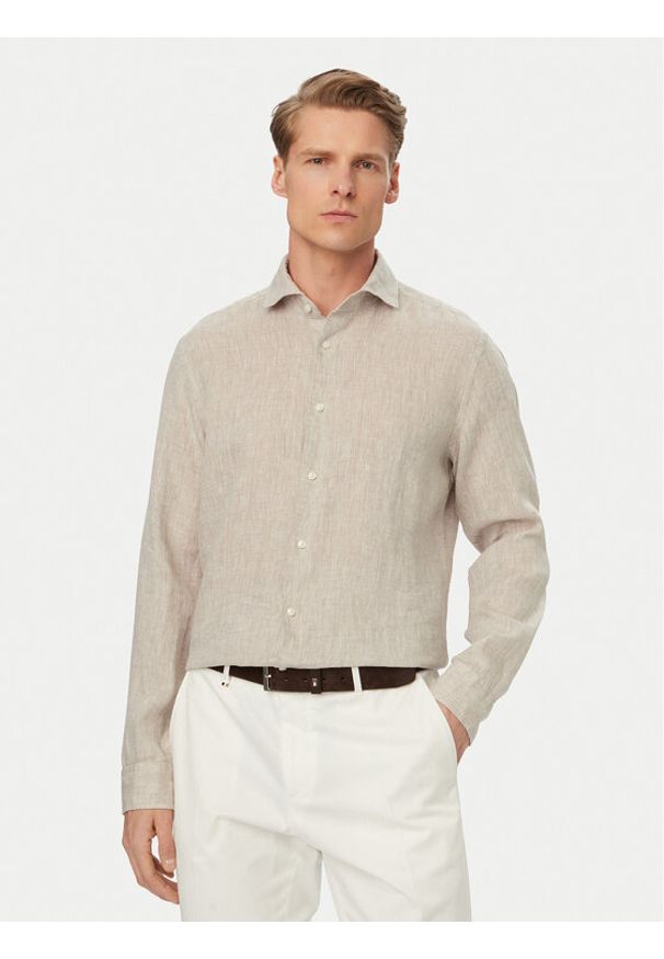 JOOP! Koszula Pai-W 30102661 Beżowy Regular Fit. Kolor: beżowy. Materiał: len