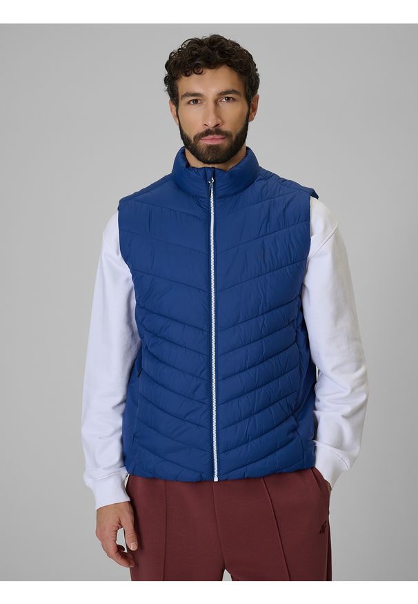 4f - 4F Bezrękawnik z wypełnieniem syntetycznym męski - granatowy 3XL. Typ kołnierza: kołnierzyk stójkowy. Kolor: niebieski. Materiał: syntetyk. Długość rękawa: bez rękawów