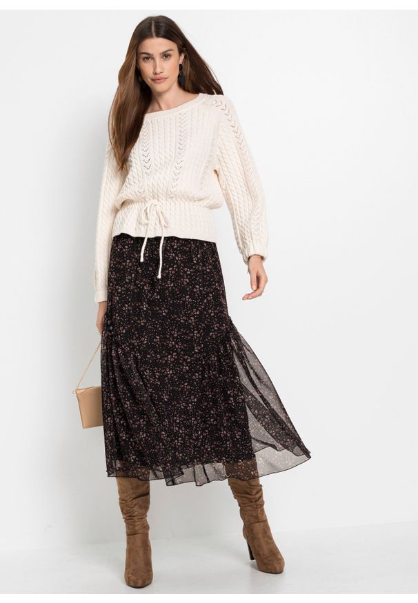 bonprix - Spódnica maxi. Kolor: czarny. Materiał: materiał