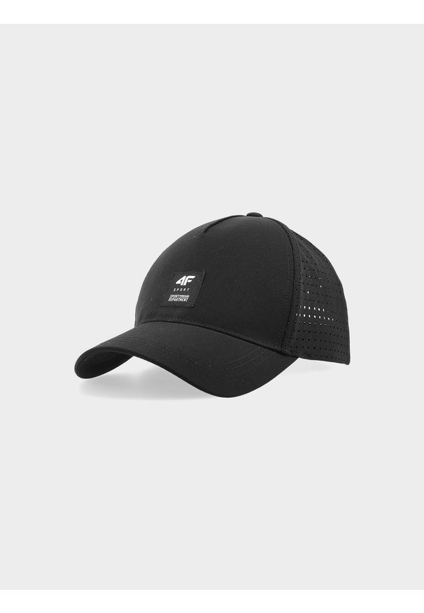 4f - 4F Czapka z daszkiem strapback męska - czarna L. Kolor: czarny. Materiał: materiał, syntetyk. Wzór: aplikacja. Sezon: lato. Styl: casual, sportowy, klasyczny