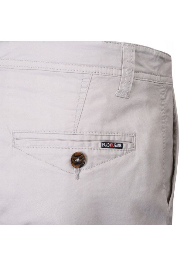 Męskie Szorty, Krótkie Spodenki - Pako Jeans - Beżowe. Kolor: brązowy, wielokolorowy, beżowy. Materiał: elastan, bawełna. Długość: krótkie. Sezon: lato. Styl: klasyczny