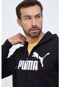 Puma bluza męska kolor czarny z kapturem z nadrukiem. Typ kołnierza: kaptur. Kolor: czarny. Materiał: materiał. Długość rękawa: długi rękaw. Długość: długie. Wzór: nadruk #1
