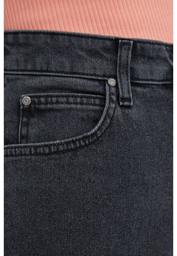 Lee szorty jeansowe damskie kolor szary gładkie medium waist. Okazja: na co dzień. Kolor: szary. Materiał: jeans. Wzór: gładki. Styl: casual
