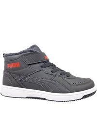 Buty do chodzenia dla dzieci Puma Rebound Joy Fur PS. Zapięcie: rzepy. Kolor: wielokolorowy, szary. Materiał: guma, materiał, syntetyk. Szerokość cholewki: normalna. Sport: turystyka piesza