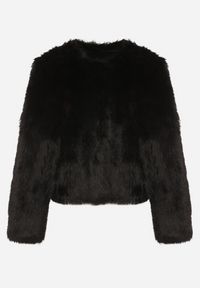 Born2be - Czarna Futerkowa Kurtka o Prostym Kroju z Kieszeniami Awilise. Okazja: na studniówkę. Kolor: czarny. Materiał: skóra. Długość: krótkie. Styl: klasyczny, wizytowy #2