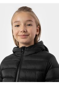 4f - Kurtka puchowa z wypełnieniem syntetycznym dziewczęca. Kolor: czarny. Materiał: syntetyk, puch #2