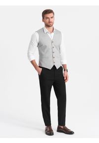 Ombre Clothing - Męskie spodnie chino REGULAR FIT z gumką w pasie – czarne V4. Okazja: na co dzień. Kolor: czarny. Materiał: guma, wiskoza, tkanina, poliester, materiał, bawełna. Styl: casual, elegancki #10