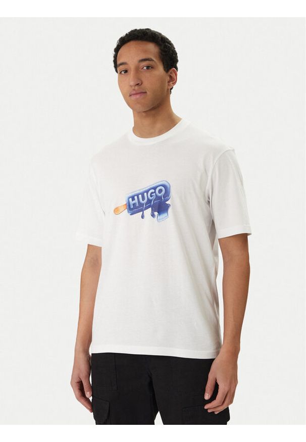 Hugo - HUGO T-Shirt 50560049 Biały Regular Fit. Kolor: biały. Materiał: bawełna