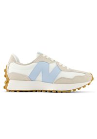 Buty damskie New Balance WS327FTA – beżowe. Okazja: na co dzień. Kolor: beżowy. Materiał: guma, zamsz, materiał, dresówka, syntetyk. Szerokość cholewki: normalna. Sezon: wiosna