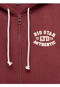 Big-Star - Bluza męska rozpinana z kapturem z kolekcji Authentic bordowa Karol 604. Typ kołnierza: kaptur. Kolor: czerwony. Materiał: dzianina. Wzór: aplikacja