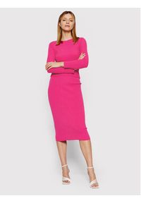 Kontatto Sweter 3M7440 Różowy Slim Fit. Kolor: różowy. Materiał: wiskoza