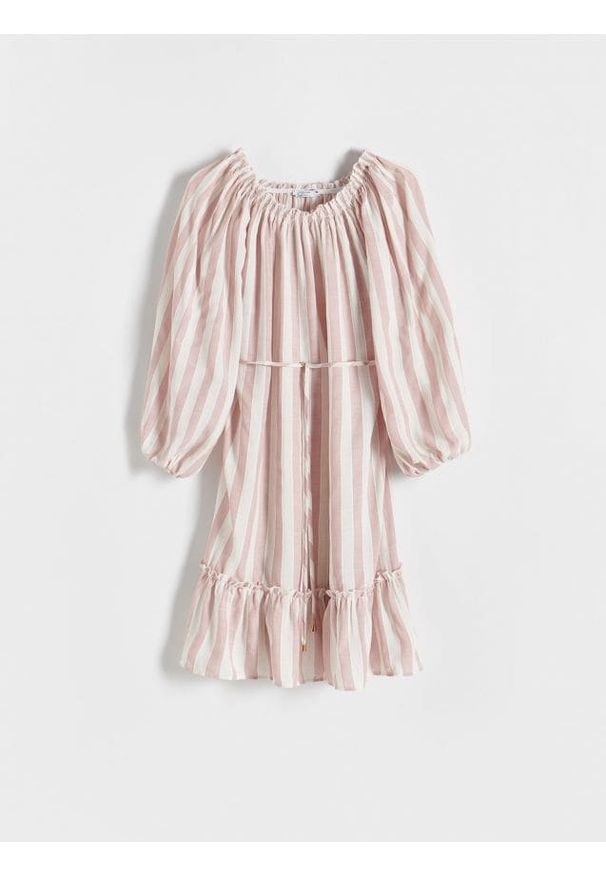 Reserved - Sukienka mini - brudny róż. Kolor: różowy. Materiał: tkanina, len, wiskoza. Długość: mini