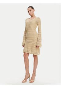 Guess Sukienka dzianinowa W5GK48 Z3E22 Beżowy Slim Fit. Kolor: beżowy. Materiał: wiskoza #3