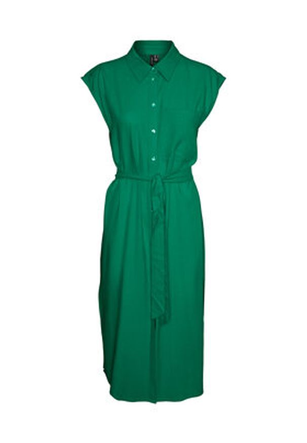 Vero Moda Sukienka koszulowa Mymilo 10282532 Zielony Regular Fit. Kolor: zielony. Materiał: len. Typ sukienki: koszulowe