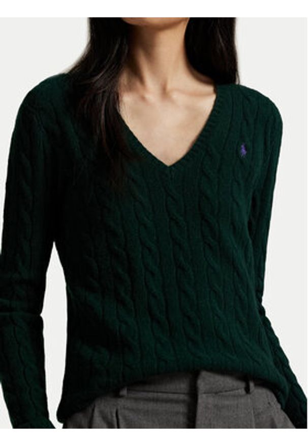 Polo Ralph Lauren Sweter 211971866009 Zielony Slim Fit. Typ kołnierza: polo. Kolor: zielony. Materiał: wełna