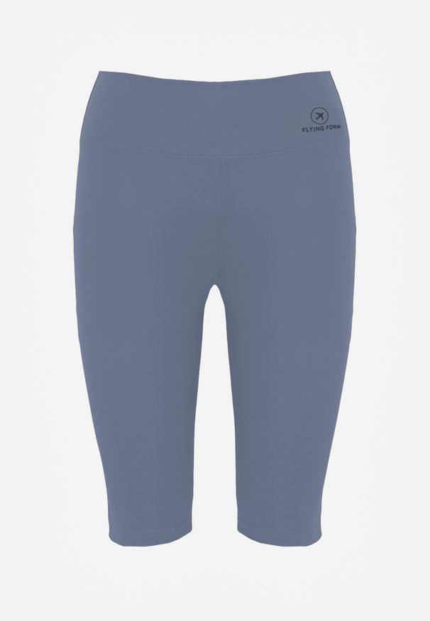 Renee - Jasnoniebieskie Szorty Bikery High Waist z Wyszczuplającym Pasem Briarrose. Okazja: na co dzień. Stan: podwyższony. Kolor: niebieski. Materiał: len. Styl: casual, sportowy