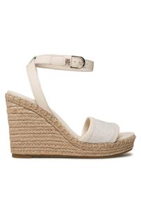 TOMMY HILFIGER - Tommy Hilfiger Espadryle Th Woven High Wedge FW0FW07344 Beżowy. Kolor: beżowy. Materiał: materiał