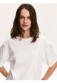 Reserved - T-shirt z modalem - biały. Kolor: biały. Materiał: bawełna