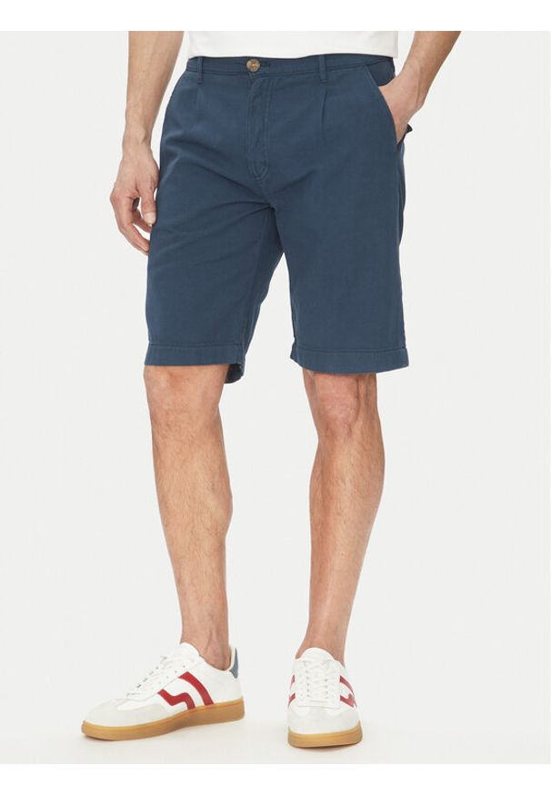 La Martina Szorty materiałowe Vics MAB004 TL147 Granatowy Regular Fit. Kolor: niebieski. Materiał: len, bawełna