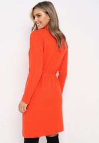 Born2be - Pomarańczowa Pudełkowa Sukienka Sweterkowa ze Ściągaczem Elenames. Kolor: pomarańczowy #4