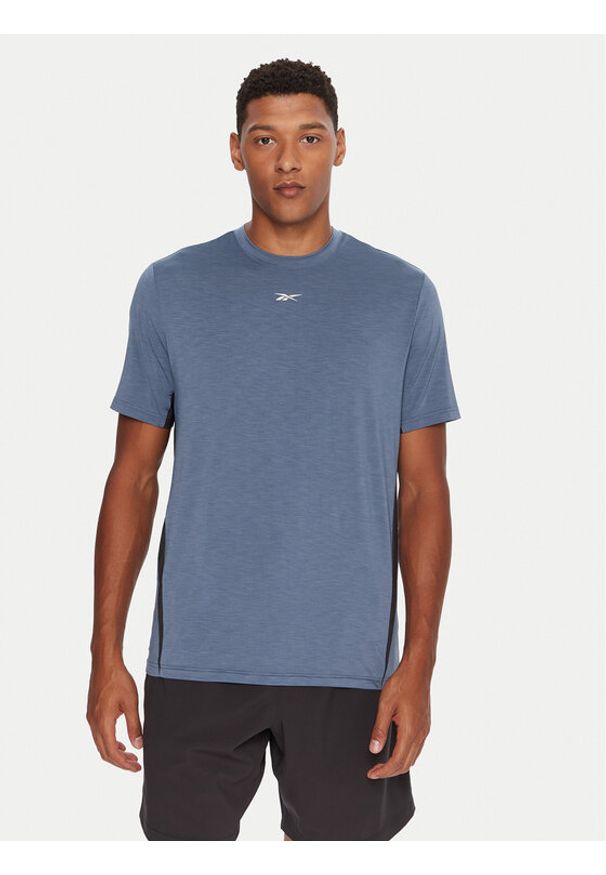 Reebok Koszulka techniczna Running SS RK25180CCM Niebieski Regular Fit. Kolor: niebieski. Materiał: syntetyk. Sport: bieganie