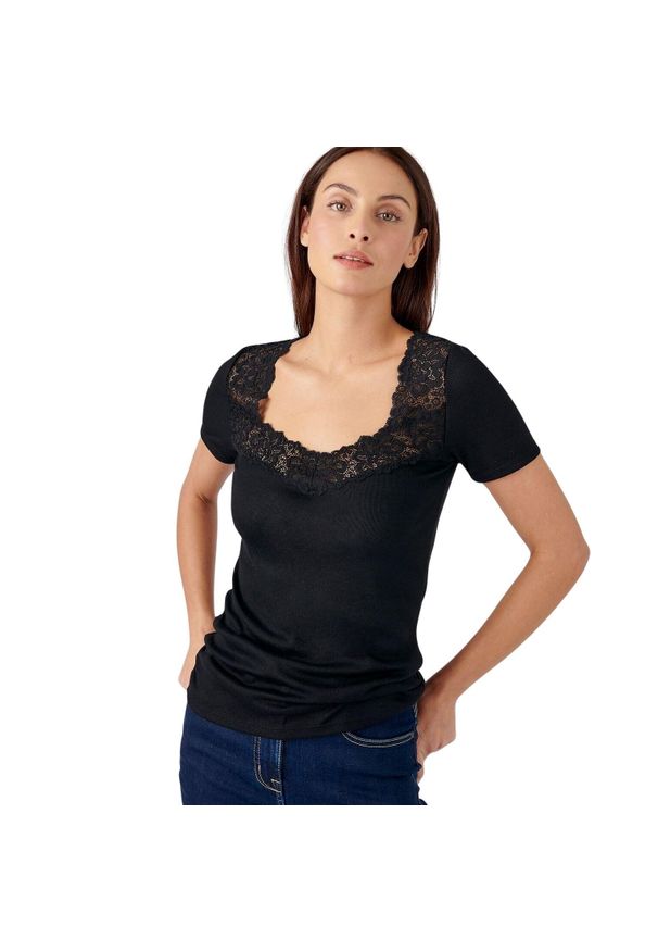 DAMART - Koszulka damska Damart Thermolactyl. Kolor: czarny. Materiał: skóra