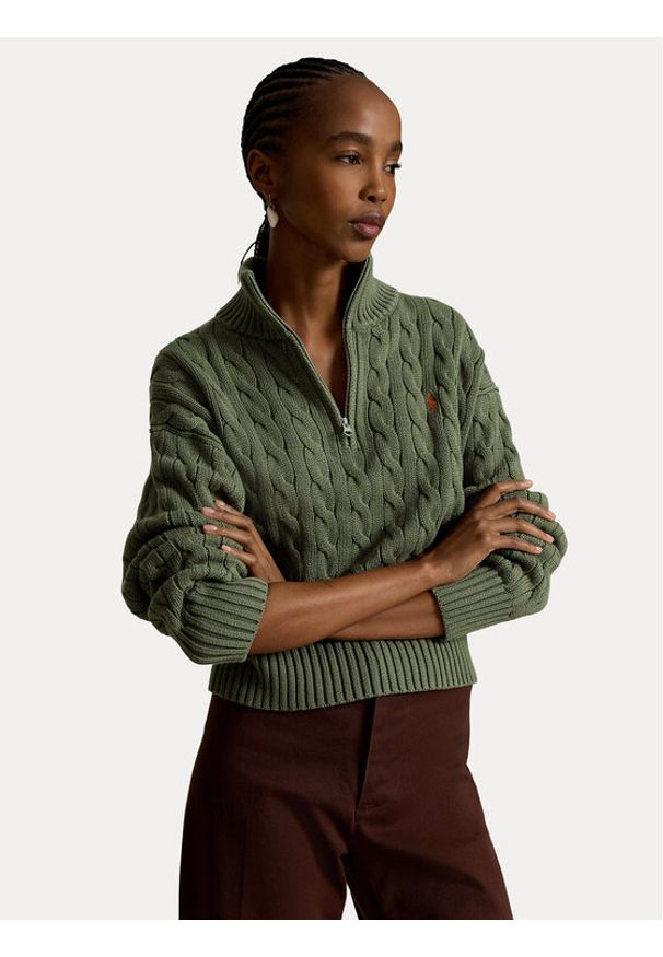 Polo Ralph Lauren Sweter 211963467508 Zielony Regular Fit. Typ kołnierza: polo. Kolor: zielony. Materiał: bawełna