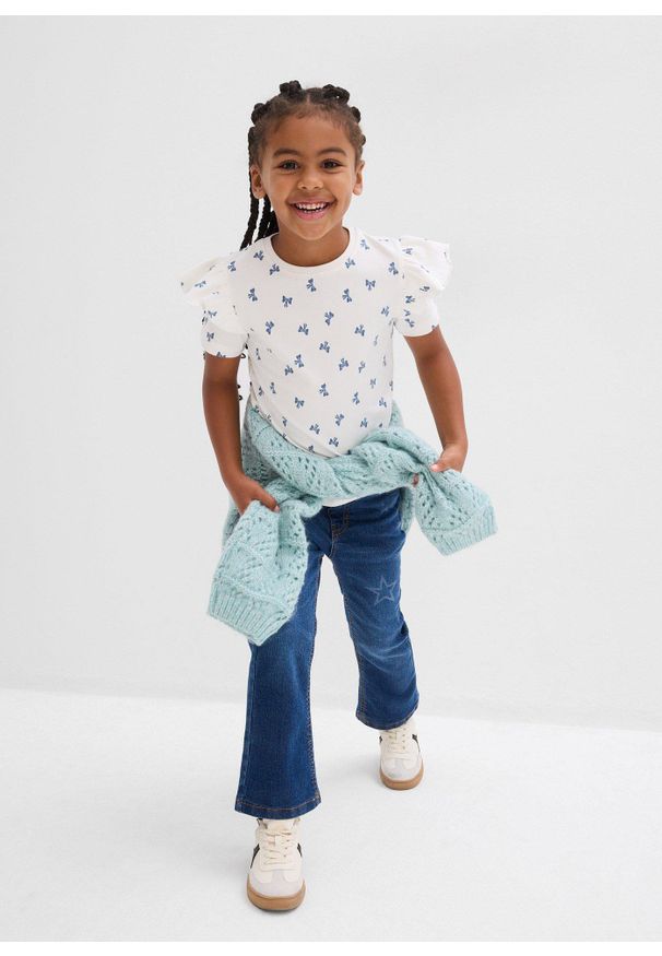 bonprix - T-shirt z elastycznej mieszanki bawełny organicznej. Kolor: biały. Materiał: bawełna. Długość rękawa: krótki rękaw