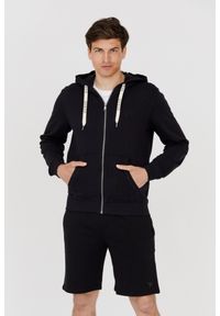 Guess - GUESS Czarna męska bluza z kapturem Slim Fit, Rozmiar S. Typ kołnierza: kaptur. Kolor: czarny