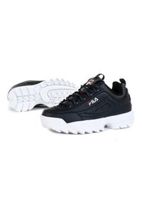 Buty do chodzenia dla dzieci Fila Disruptor Kids. Zapięcie: sznurówki. Kolor: biały, wielokolorowy, niebieski. Materiał: materiał, syntetyk, tkanina. Szerokość cholewki: normalna. Sport: turystyka piesza