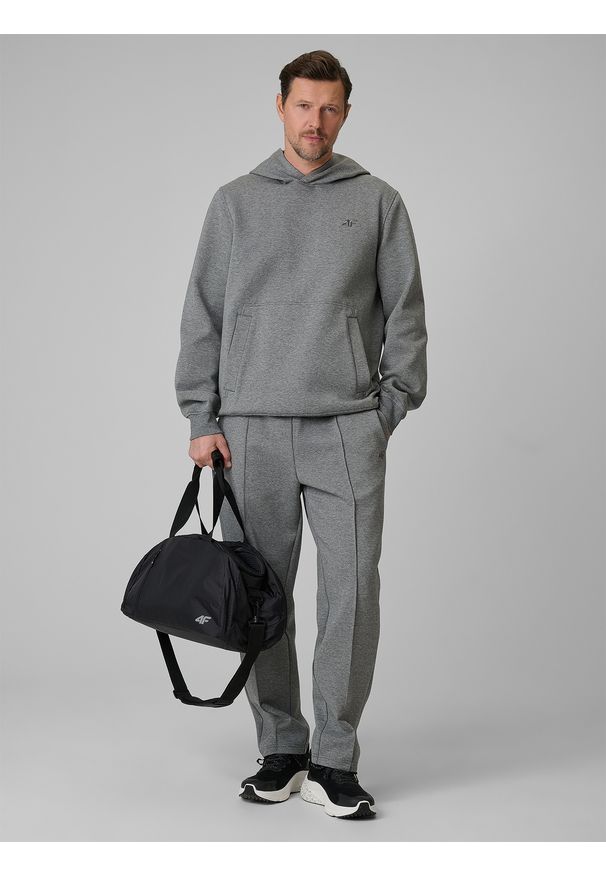 4f - 4F Bluza dresowa regular z kapturem męska - szara XL. Okazja: na co dzień. Typ kołnierza: kaptur. Kolor: szary. Materiał: dresówka. Styl: casual, klasyczny, sportowy