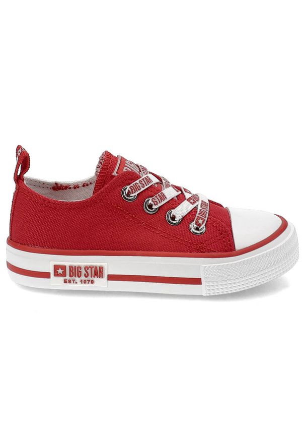 Big-Star - Czerwone Trampki Big Star Dziecięce Wsuwane Buty. Okazja: na uczelnię. Zapięcie: bez zapięcia. Kolor: czerwony. Materiał: materiał. Szerokość cholewki: normalna