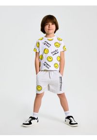 Sinsay - Szorty z ozdobnym haftem SmileyWorld® - szary. Kolor: szary. Wzór: haft