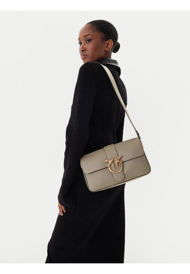 Pinko - PINKO Torebka Love One Classic Slouchy Fl Al 25-26 PLTT 104524 A0QO Szary. Kolor: szary. Materiał: skórzane